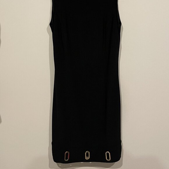 Joseph Ribkoff Black Shift Dress w/ Gold Grommets | Size 4 - Picture 5 of 6